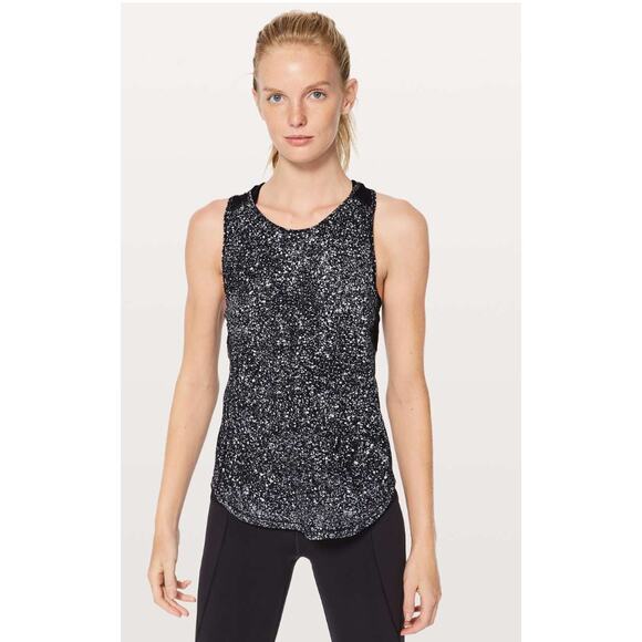 Lululemon | Women's Yoga Black Splatter Sculpt Sleeveless Mesh Tank | Medium - Picture 8 of 8